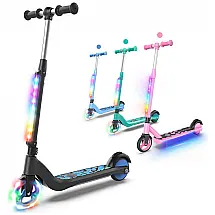 Patinete Elétrico para Crianças de 6 a 12 anos com Guidão Ajustável e Freio Ativado por Pé, Peso Max 60kg, LENOGE, Preto