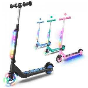 Patinete Elétrico para Crianças de 6 a 12 anos com Guidão Ajustável e Freio Ativado por Pé, Peso Max 60kg, LENOGE, Preto