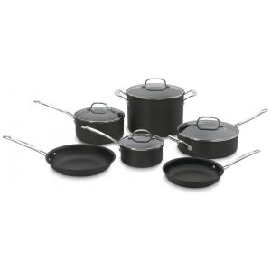 Conjunto de Panelas e Frigideira Antiaderente, 10 Peças em Aço Anodizado, Cuisinart 66 10 Chefs Classic