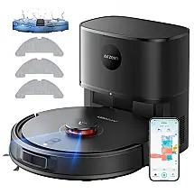 Robô Aspirador Airzeen Q10 Pro Preto Auto-Esvaziamento 6000Pa LiDAR 360° com Mop 150min