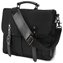 Bolsa, Maleta de Couro Masculina para, SOAEON laptop messenger bag, Preto