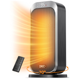 Aquecedor Elétrico Portátil com Oscilação 70, Termostato, Controle Remoto e Temporizador, 110V 110V, Dreo Solaris 317 Clas, Prata