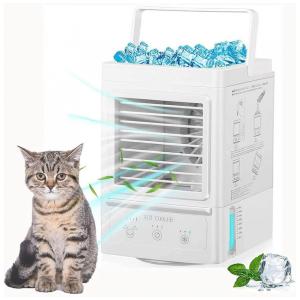 Climatizador de Ar Portátil Fã de Mesa, Capacidade 700mL, 3 Velocidades, SOCOOL FAN L06, Branco