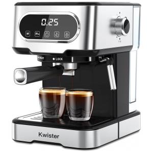 Máquina de Café Expresso 15 Bar com Vaporizador de Leite e Controle de Temperatura, 110v, KWISTER HM278, Prateado