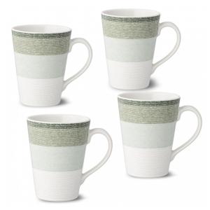 Conjunto de Canecas, Estilo Moderno com 4 Peças, Capacidade 350mL e Material de Porcelana, Noritake G037-484D, Branca e Verde