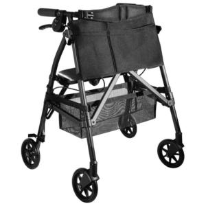 Andador Adulto Idoso com Apoio de Braço, Assento Acolchoado e Cesto, Suporta até 113 quilos, STANDER 4330 BW, Preto