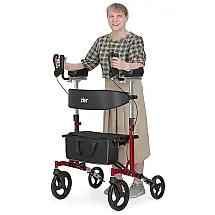 Andador Adulto Idoso Zler com Apoio de Braço, Assento Acolchoado e Cesto, Suporta até 226 Quilos, Vermelho