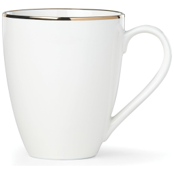Caneca Elegante e Sofisticada com Material de Porcelana e Capacidade de 350mL, LENOX 884652, Branca com Detalhe em Dourado