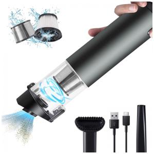 Aspirador de Pó Automotivo Portátil 5000PA, 50W Recarregável, DQR, Preto