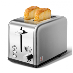 Torradeira Elétrica de 2 Fatias com 5 Níveis de Tostagem, 3 Funções, 110V 825W, YSSOA, Cinza