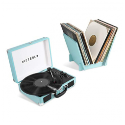 Toca Discos Retrô com Suporte de Record Player e Bluetooth, Vitrola Journey, Azul Turquesa