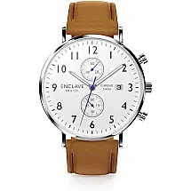 Enclave Relógio Masculino de Quartzo, com Pulseira de Couro, Marrom