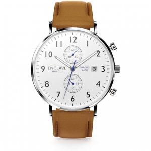 Enclave Relógio Masculino de Quartzo, com Pulseira de Couro, Marrom