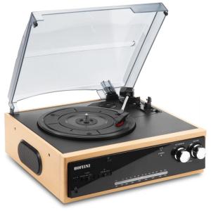 Vitrola Toca Discos com Plataforma 3 Velocidades, sem fio, 78 RPM, 110v, HOFEINZ VS0721, Marrom