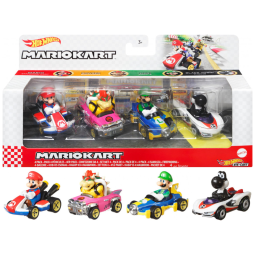 Hot Wheels Mario Kart Personagens e Karts - Conjunto com 4 Carrinhos Die-Cast