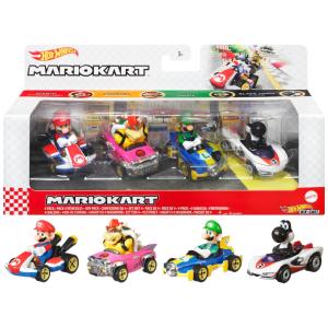 Hot Wheels Mario Kart Personagens e Karts - Conjunto com 4 Carrinhos Die-Cast