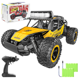 Carrinho de Controle Remoto Escala 1:14 até 20 km, h com 2 Baterias Recarregáveis, BEZGAR, Amarelo