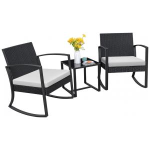 Conjunto de Móveis para Área Externa Homall 3 Peças Conjunto de Bistrô Exterior com Cadeiras de Balanço e Mesa para Varanda, Piscina