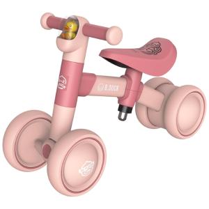 Bicicleta sem Pedal com Assento Ajustável e 4 Rodas para Crianças de 1 a 3 Anos, Luddy, Rosa