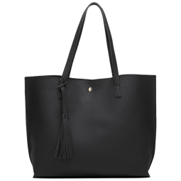 Bolsa Feminina de Ombro em Couro Sintético com Grande Capacidade, DREUBEA WB 009 B, Preto