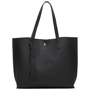 Bolsa Feminina de Ombro em Couro Sintético com Grande Capacidade, DREUBEA WB 009 B, Preto