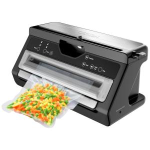 Seladora a Vácuo Automática ou Manual para Alimentos Secos e Úmidos com Cortador e Sucção Forte, 110V, GERYON, Preta