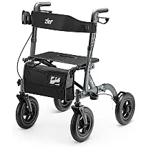 Andador para Idosos e Adultos com Rodas Grande de PU, até 136 Quilos, Zler, Cinza