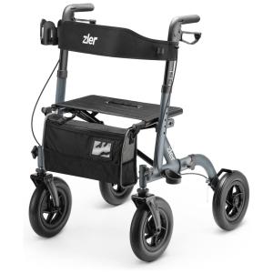 Andador para Idosos e Adultos com Rodas Grande de PU, até 136 Quilos, Zler, Cinza