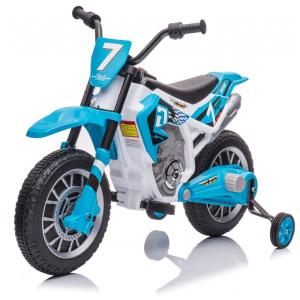Moto Elétrica Infantil com 2 Velocidades e Rodas de Treinamento, 12V, Aokoy, Azul