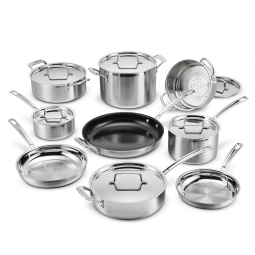 Conjunto de Panelas Cuisinart 15 Peças MultiClad Pro Triplo Revestimento, Prateado