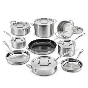 Conjunto de Panelas Cuisinart 15 Peças MultiClad Pro Triplo Revestimento, Prateado