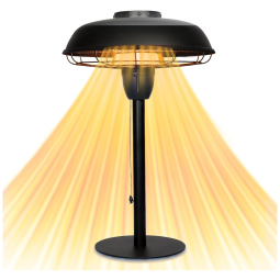 Aquecedor de Mesa Elétrico Externo Infravermelho com Estilo Industrial e IP44 à Prova D'água, 110V 1500W, STAR PATIO, Preto Fosco