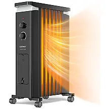 Aquecedor Elétrico a Óleo com 3 Modos, Caixa de Umidificação e Economia de Energia, 1500W 110V, COSTWAY, Preto
