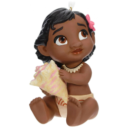 Enfeite Natalino Hallmark Keepsake Disney Moana Bebê com Concha, Porcelana 7,6x10,5x7,6 cm