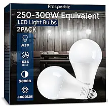 Lâmpada LED 300W 3000 Lumens 5000K Branca com Base A30, 2 Unidades, PROSPERBIZ, Branco