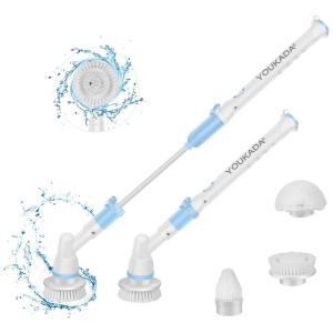 Vassoura Elétrica Rotativa 360 sem Fio com Cabo Flexível e 4 Acessórios, Branca e, 110v, YOUKADA, Azul