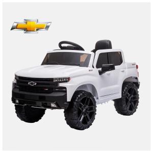 BISHE Carro, Carrinho Elétrico 1 Assento 12V, com Luzes de LED e Controle Remoto, Branco