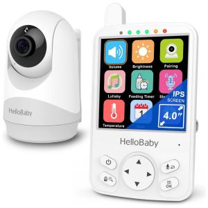 Babá Eletrônica com Câmera e Áudio, Vídeo 4 IPS, sem WIFI, Alcance de 304 Metros, HelloBaby, Branca