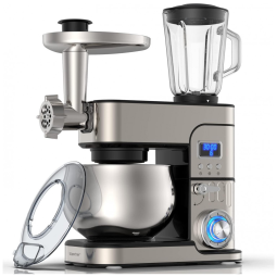 Batedeira Planetária 6 em 1 Elétrica 6L com 6 Velocidades Aço Inoxidável 1200W, 110v, LILPARTNER, Cinza escuro