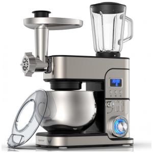 Batedeira Planetária 6 em 1 Elétrica 6L com 6 Velocidades Aço Inoxidável 1200W, 110v, LILPARTNER, Cinza escuro