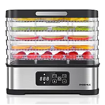 Desidratador de Alimentos Reemix Preto 5 Bandejas BPA Free Display LCD Controle de Temperatura 250W