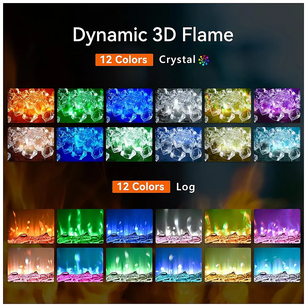Lareira Elétrica EUHOMY 152x43cm 1500W Chamas LED 12 Cores Embutir 110V — foto 3