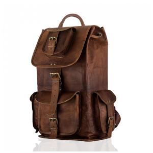 Mochila Masculina para Laptop de Couro Envelhecido de Cabra, PARRYS LEATHER WORLD, Marrom