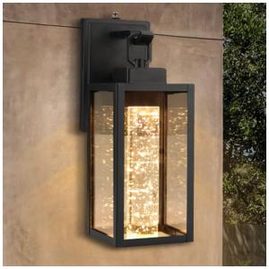 Arandela Luminária Clássica Externa de Parede à prova dágua com Sensor, Base E27 8W 3000K LED, 1 Unidade, KADISION LWL09214D08D30 MBK, Preto