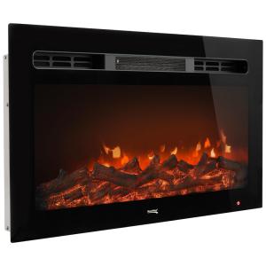 Lareira Elétrica de Embutir A58x70L com Controle Remoto, 110V, RecPro, Preta