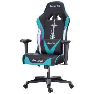 Cadeira Gamer Ergonômica Reclinável e Giratória com Apoio Lombar e Cabeça, AUTOFULL, Preto