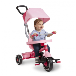 Radio Flyer Pedal Push 4 em 1 Stroll N Trike, triciclo rosa, triciclo para crianças de 1 a 5 anos, bicicleta infantil Exclusive