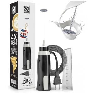 Espumador Elétrico de Leite em Aço Inoxidável com Fio, K BRANDS electric frother, Preto