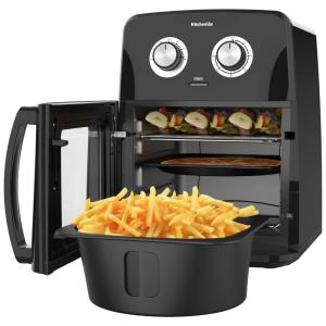 Kitchen Up F Fritadeira Elétrica AirFryer 12L em Aço Inoxidável com Livro de Receitas e Luvas, 1700W, 110v, KITCHENUP F AFM04B, Prateado