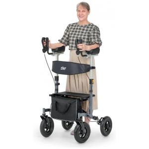 Andador Adulto Idoso com Freios de Loop Apoio de Braço, Cesto e Freios de Loop, Suporta até 136 Quilos, ZLER, Cinza